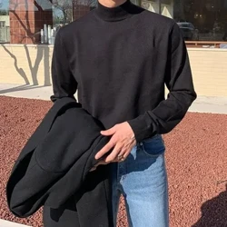 Siwmper Hanner Turtleneck Dynion Hen lewys hir Corea Solid Knit siwmper Dillad isaf Crys Gwaeloding Achlysurol Amlbwrpas Gwryw