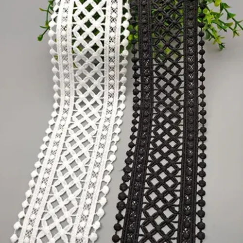 70mm 75mm Negru Alb Scobit Floral Brodat Dantela Panglică DIY Îmbrăcăminte Cusut Tesatura Dantela Banda Rochie Decorare Imbracaminte