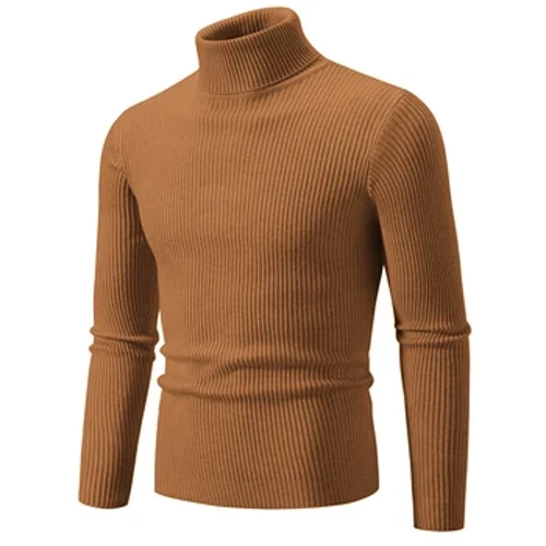 Suéter informal de otoño para hombre, jerséis básicos liso elástico de cuello alto, jerséis ajustados, suéteres cómodos de punto para primavera, jerséis para mujer