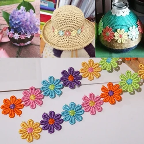 1 thước 25mm Nhiều Màu Sắc Hoa Cúc Viền Ren Vải Thêu Ruy Băng Đồ trang trí Đồ Trang Trí May Miếng Dán Cường Lực Chất Liệu Cung Cấp