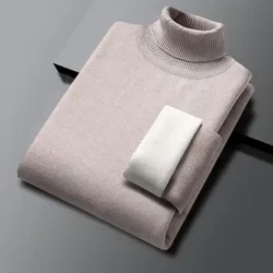 Neu 2023 Basic Warm Pullover für Männer Winter Casual Pullover Warm Rollkragen Pullover Samt Dick Solid Slim Bottoming Shirt Homme