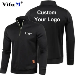 Tùy chỉnh Logo Nam Áo Nỉ Mùa Xuân Dày Hơn Áo Chui Đầu Nửa Dây Kéo Áo Chui Đầu dành cho Nam Hoody Ngoài Trời Sweatshir Thu Cao Cổ Swea