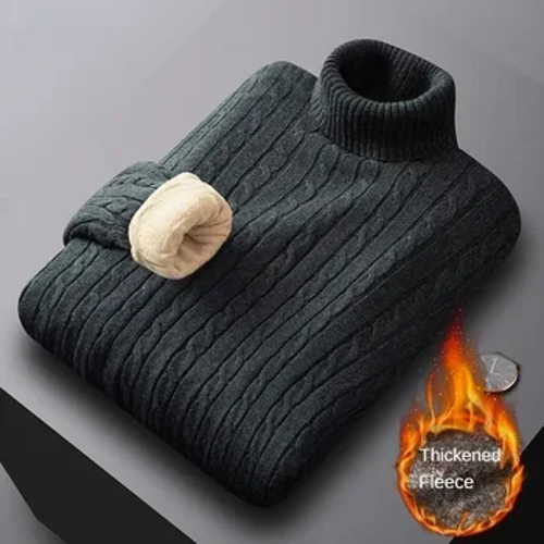 2023 suéter de punto de cuello alto otoño invierno cálido hombres Casual cuello Polo suéter de punto mantener caliente hombres suéter de lana de punto