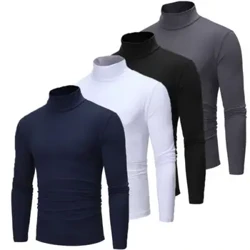 New Fashion Herre bomull Turtle Neck Turtleneck gensere Stretch skjorte topper Plus Size