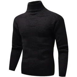 Herr Vintermode Casual Stickad Ull Turtleneck Enfärgad Tröja Topp Herrjacka Lång