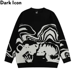 Däischter Ikon Jacqard Pullover Männer Pullover Strickkleeder Männer Pullover Hierscht Mann Kleeder