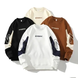 Rundhalset sweater herre forår og efterår ny løstsiddende pullover patchwork top ungdom trendy afslappet langærmet nederdel