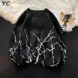 Bông Tai Kẹp Nam Nhật Bản Áo Len Y2k Chui Đầu Nữ Retro Quần Áo Rời Dạo Phố Gothic In Áo Len Đen Thời Trang Cao Cấp