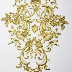 2Pcs Gold Ivory 42X28cm Lace Applique Big Neckline Collar Appliques Embroidery Lace Trim Fabric Cloth Sewing Patchwork DIY Craft