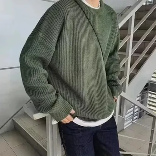 Loose Knitted Sweater Kane Poʻe Poʻe Autumn Winter Style Lazy Versatile Sweater maʻamau ʻōpio kāne