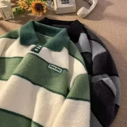 Magaan na Men Sweater Mga Lalaking Loose Sweater Panlalaking Pambabae Winter Sweater Maginhawang Knit Tops para sa Mga Mag-asawang Makapal na Lazy Style