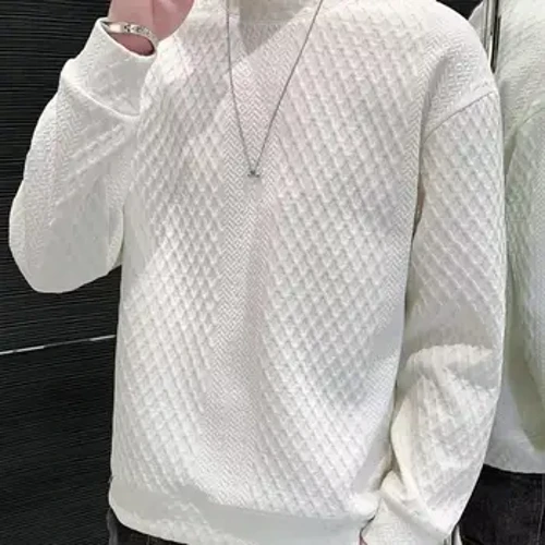 Pang-araw-araw na Pang-araw-araw na Sweater ng Mga Lalaking Solid na Kulay na Sweater Maginhawang Panlalaking Winter Sweater Makapal na Niniting Round Neck na Pullover na may Waffle para sa Kaswal