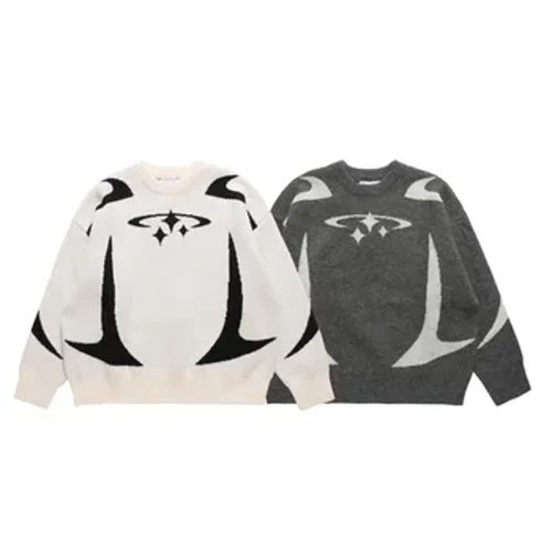 Éadaí Cniotála Seanré na bhFear Y2K Réaltaí Geansaithe Priontála Fireann Harajuku Geansaí Pullover Rómhéide Unisex Éadaí Corrchluiche Uile-mheaitseála