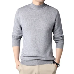 Klasik Pria Warna Solid Rajutan Sweater Pemuda Fashion Kasual Nyaman Tops Busana Pria