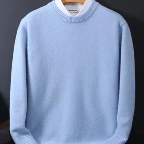 2023 Áo Len Cashmere Cổ Tròn Áo Chui Đầu Nam Lỏng Lẻo Quá Khổ M-5XL Dệt Kim Đáy Áo Sơ Mi Thu Đông Hàn Quốc Mới Nam Hàng Đầu