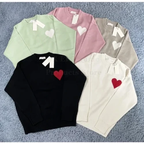 Pulover la modă de iarnă Bărbați, femei, cu gât rotund, pulovere casual, pulover, cu o scrisoare, cu inimă, tricotat jacquard, pulovere unisex