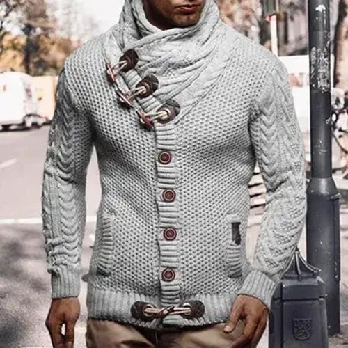 Áo Len Nam Thời Trang Dài Tay Dạo Phố Đan Siêu Mềm Áo Len Cổ Cao Áo Len Cardigan