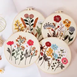 Kit de broderie cu flori pentru începători cu instrucțiuni de model Seturi cu punct de cruce Cercete de broderie fire ace Kit de tăiere cu ac