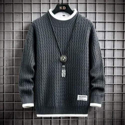 Märkeskläder Herr Löströja Herr Slim Fit Mode Stickad tröja Man Tjock Varm Pull Homme Retro Stripe Tröjor 4XL
