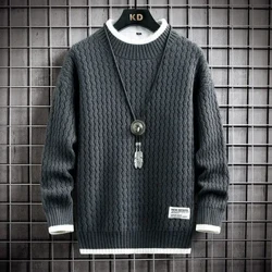 Zīmols Apģērbs Vīriešu brīvs džemperis vīriešu Slim Fit Modes trikotāžas džemperis Vīriešu Biezs Silts Pull Homme Retro Stripe Džemperi 4XL