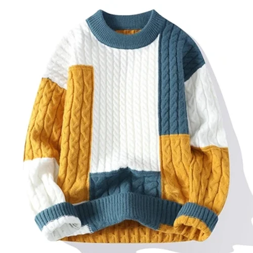 Nytt vårvintermode lapptröja Löströja Herr Streetwear Hög kvalitet Herr Fritidströjor Varma stickade tröjor Herr