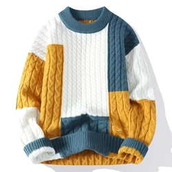 Udaberriko Neguko Moda Patchwork Jertse solteak Gizonezkoen kaleko arropa Kalitate handiko Gizonezkoen Jertse informalak Puntuzko jertse beroak Gizonezkoak