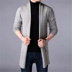Sweater Coats Mænd ny mode 2022 Efterårsmænds slanke lange solide farve strikket jakke mode herre afslappet sweater cardigan frakker