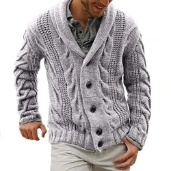 Männer Pullover Jacket Koteng Mëschung Knäppche Verschluss Männer Strickkleeder Langarm Mode Cardigan Pullover Fir Hierscht Wanter