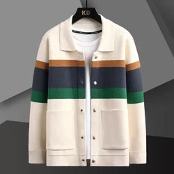 2023 Fómhar Geimhreadh Faisean Nua Cniotáilte Cardigan Cóta Dath Meaitseála na bhFear Geansaí Scaoilte Corr Coats Te Móide Méid 5XL-M