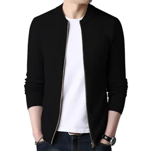 Musim Semi Pria Sweater Cardigan Solid Lengan Panjang Rajutan Mantel Ritsleting Penuh Sweater Wol Kasual Tide Slim Pria Musim Gugur Pakaian
