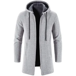 Cóta geansaithe na bhFear Fómhar Geimhreadh Zipper Te Nua Meán Fada Geansaithe Cardigan Fear Éadaí Cniotála Ócáideacha Geansaí éadaí na bhfear