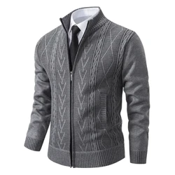 I-Autumn Spring Men Sweaters Enikiwe I-Cardigan Zip Turtleneck Ijazi Elibandayo Lemikhono Emide Ibhizinisi Ijakhethi Elivamile Lezingubo Zasebusika Zabesilisa