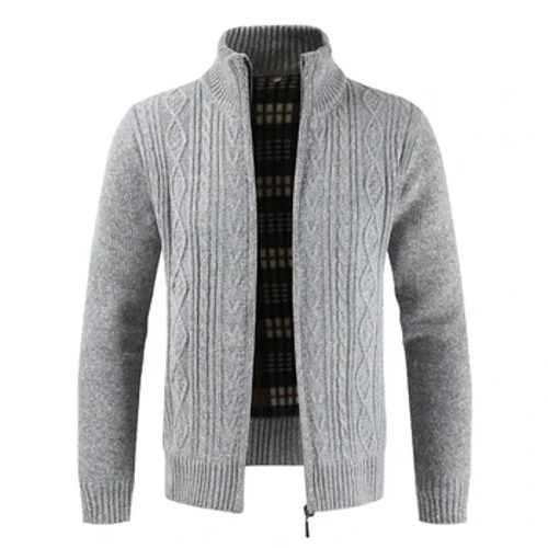 2023 Thu Đông Nam Áo Len Thương Hiệu Thời Trang Áo Len Cổ Đứng Cardigan Nam Sọc Mỏng Dệt Kim Nam Sweatercoat