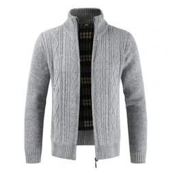 2023 Efterår Vinter Herre Sweater Modemærke Afslappet Sweater Stand Krave Cardigan Mænd Stribet Slank strikket Herre Sweatercoat