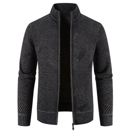 Áo Cardigan Sọc Áo Len Đan Mùa Đông Ấm Cao Cổ Giày Lười Phù Hợp Với Dày Ấm Cardigan Áo Khoác Thời Trang Nam Quần Áo
