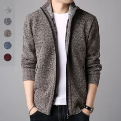 Herren Verdickter und Fleecegefütterter Lockerer Strickpullover, Herren Jugend Strickjacke mit Stehkragen Pullover Jacke Strickjacke