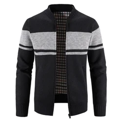 2023 Thu Đông Nam Cardigan Thời Trang Ôm Dáng Dệt Kim Sweatercoats Thường Chắp Vá Áo Len Cardigan Nam Dây Kéo Đan Áo Khoác Áo Khoác