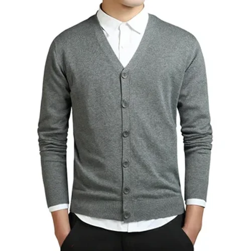 Neie 100% Koteng Pullover Männer Long-sleeve Cardigan Männer V-Neck Pullover Loose Solid Button Fit Stricken Casual Style Kleeder