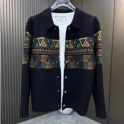 Herretøj Cardigan Sort striktrøje Mand grafisk knap Ingen hættetrøje Koreansk mode over pasform Baggy Old Street Maletry Neck X