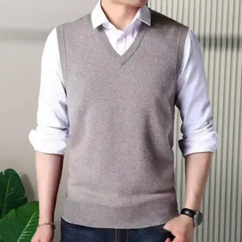 2024 Autumn a me ka hooilo 'a'e kane me ka 'ole o ke ano ma'amau ka lole wili pumehana V-neck sweater vest.