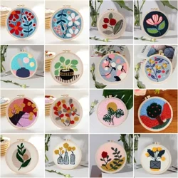 Artizanat bricolaj Ață de ac Accesorii de cusut lucrate manual Cerc de broderie Ace Poanson Broderie de flori Kit punct de cruce