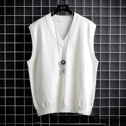 Efterårs- og vintertrøjevest, Hvid Løs Ensfarvet Tynd vest Casual vest