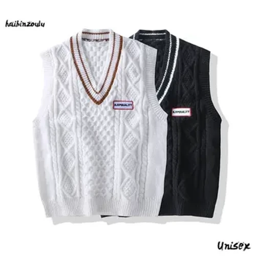 Erkaklar trikotaj kozok yelek ins kozok yelek Koreya moda kiyimlari