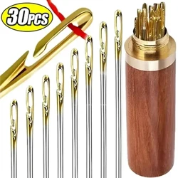 12 / 30Pcs gapdal deşik kör tikin iňňeleri Poslamaýan polat eraşuly iňňeler El tikmek üçin tikin çeňňegi DIY Öý öz-özüni ýapmak iňňesi