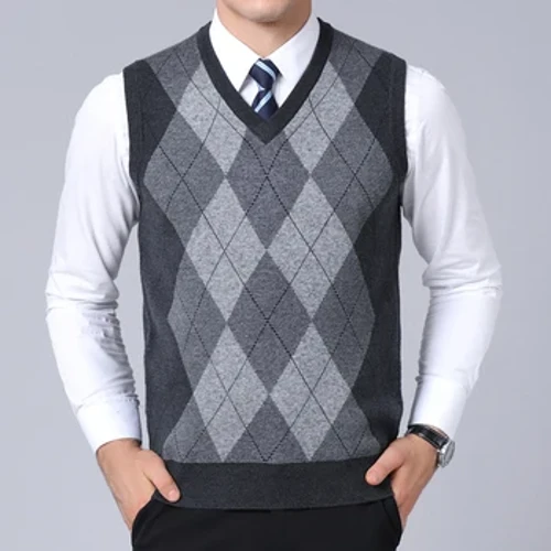 2023 Erkekler üçin täze moda markasy switer, “Slim Fit Jumpers” trikota Vest güýz koreý stili tötänleýin erkek eşikleri