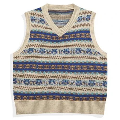 “Gmiixder” erkekler retro zolakly trikota Vest bahar güýz ýumşak ýeňli switer palto “Unisex” taýýar etnik zolak V-boýnuň ýokarsy