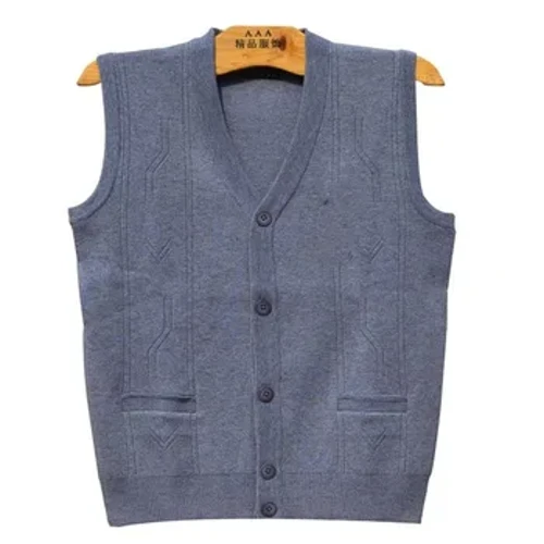 Mens Spring Vests Sweaters Knitted Waistcoat Cardigan Wool Sleeveless Fleece Tops Autumn Stretch Coats Chandail Male Jumper