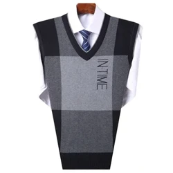 Adījums Džemperis Vīriešu Veste Vīriešu Apģērbs Bez Piedurknēm Veste Plaids Elegants Biznesa V kakla Augstas kvalitātes Reprodukcija Lēti A Classic X