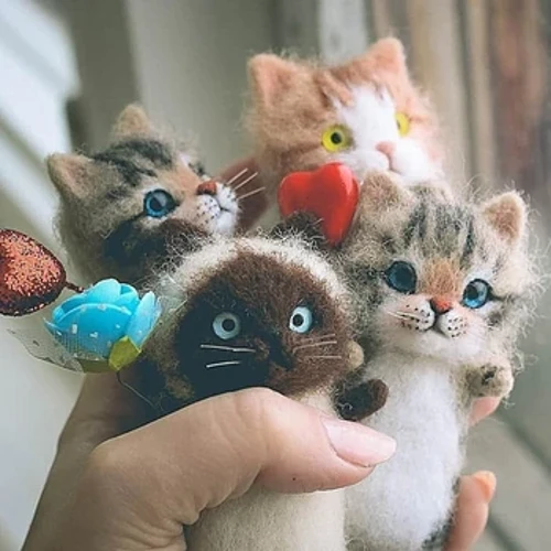 ʻAʻole hoʻopau ʻia ʻo Cat DIY Wool Needle Felting Material Package Wool Needle Felting Material Handcraft Accessories Kit Creative Gift