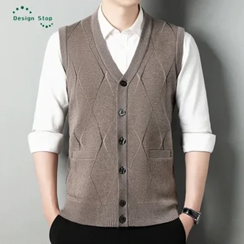 Hierscht a Wanter Männer Smart Casual Thickened Sweater Business Fräizäit Vest Jackett